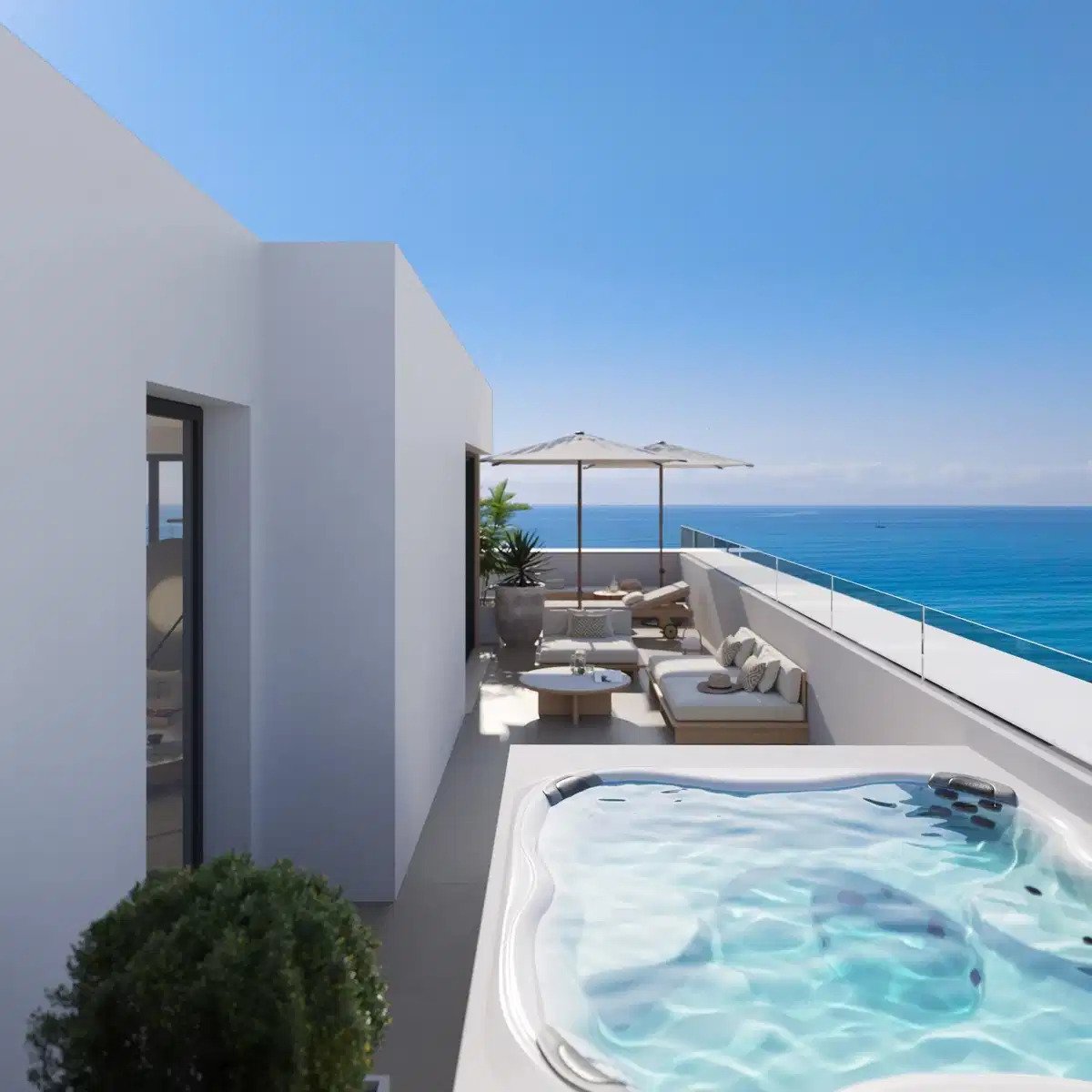 3-Zimmer, 2-Bad-Penthouse mit Panoramablick auf das Meer in Carvajal, Fuengirola