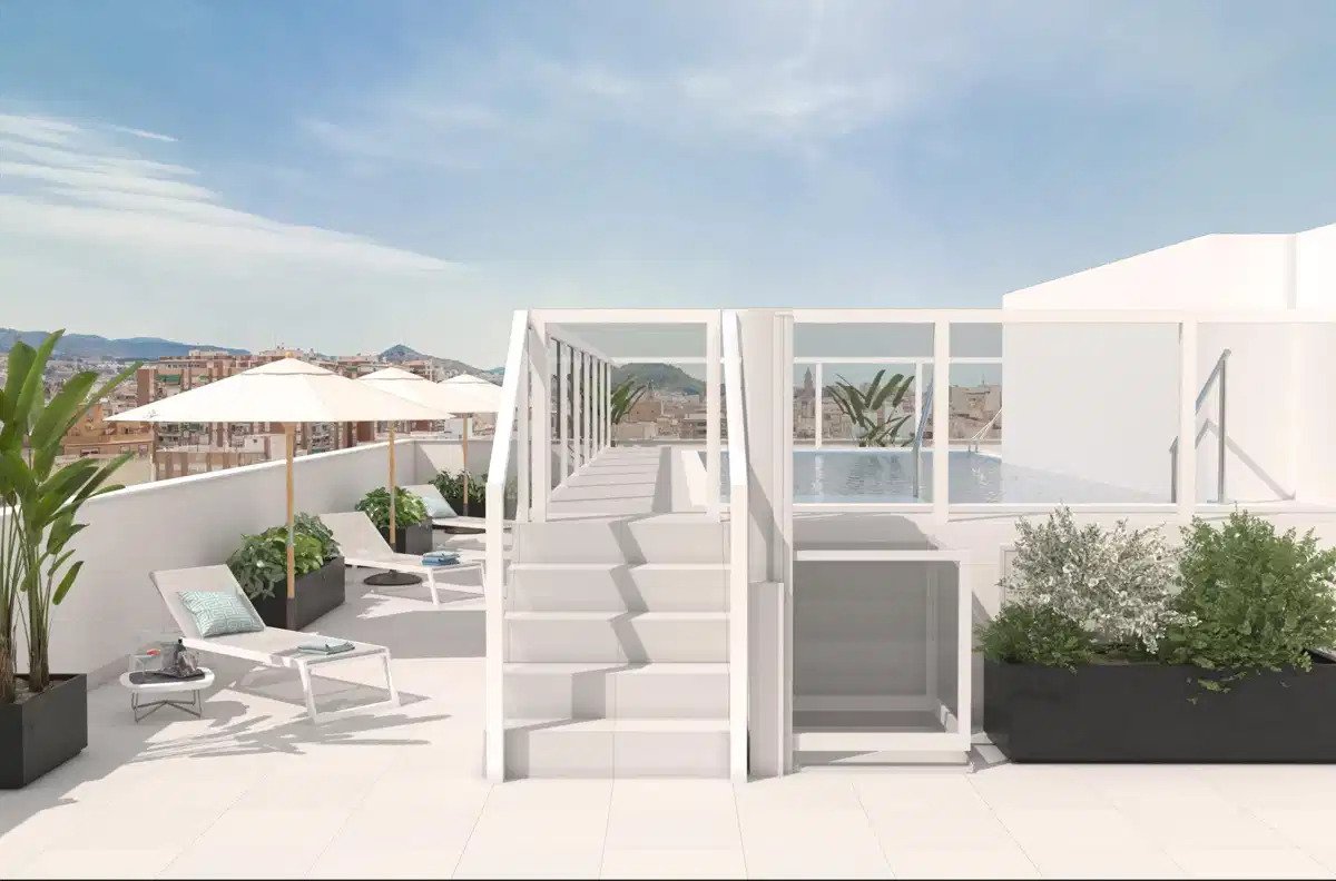 2-Zimmer, 2-Bad-Wohnung mit großzügigen Terrassen und modernem Design im Zentrum von Málaga