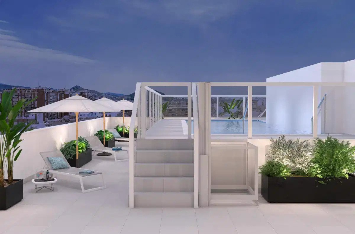 2-Zimmer, 2-Bad-Wohnung mit großzügigen Terrassen und modernem Design im Zentrum von Málaga
