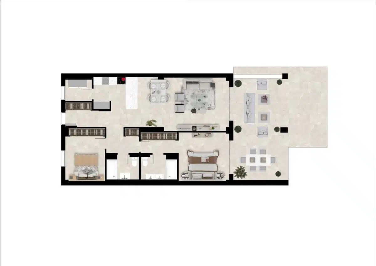 2-Zimmer, 2-Bad Wohnung mit Panoramablick in Los Jaralillos, Benahavís