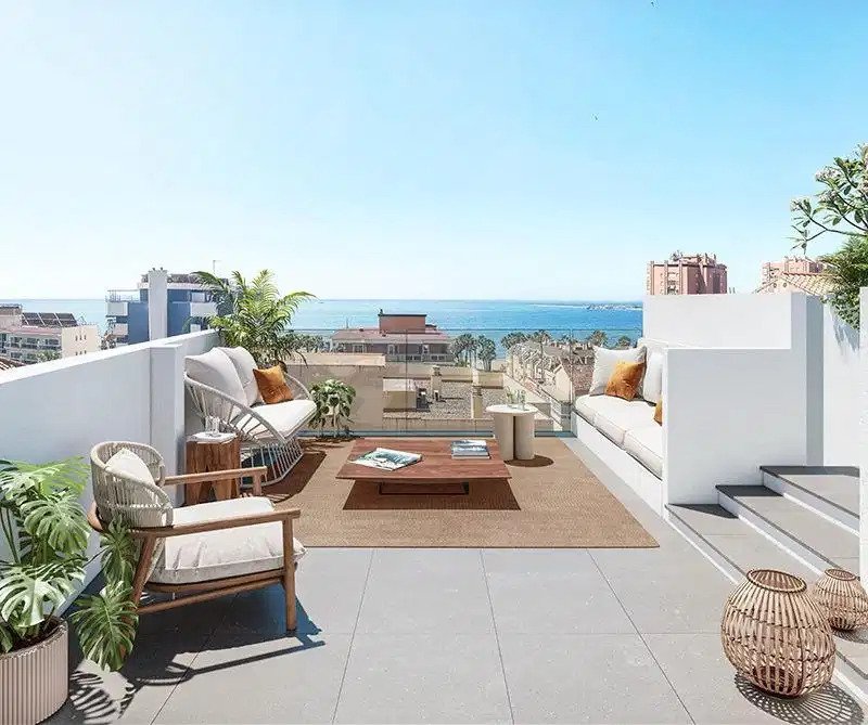 2-Zimmer-Reihenhaus mit 1 Badezimmer und Meerblick in La Malagueta, Málaga