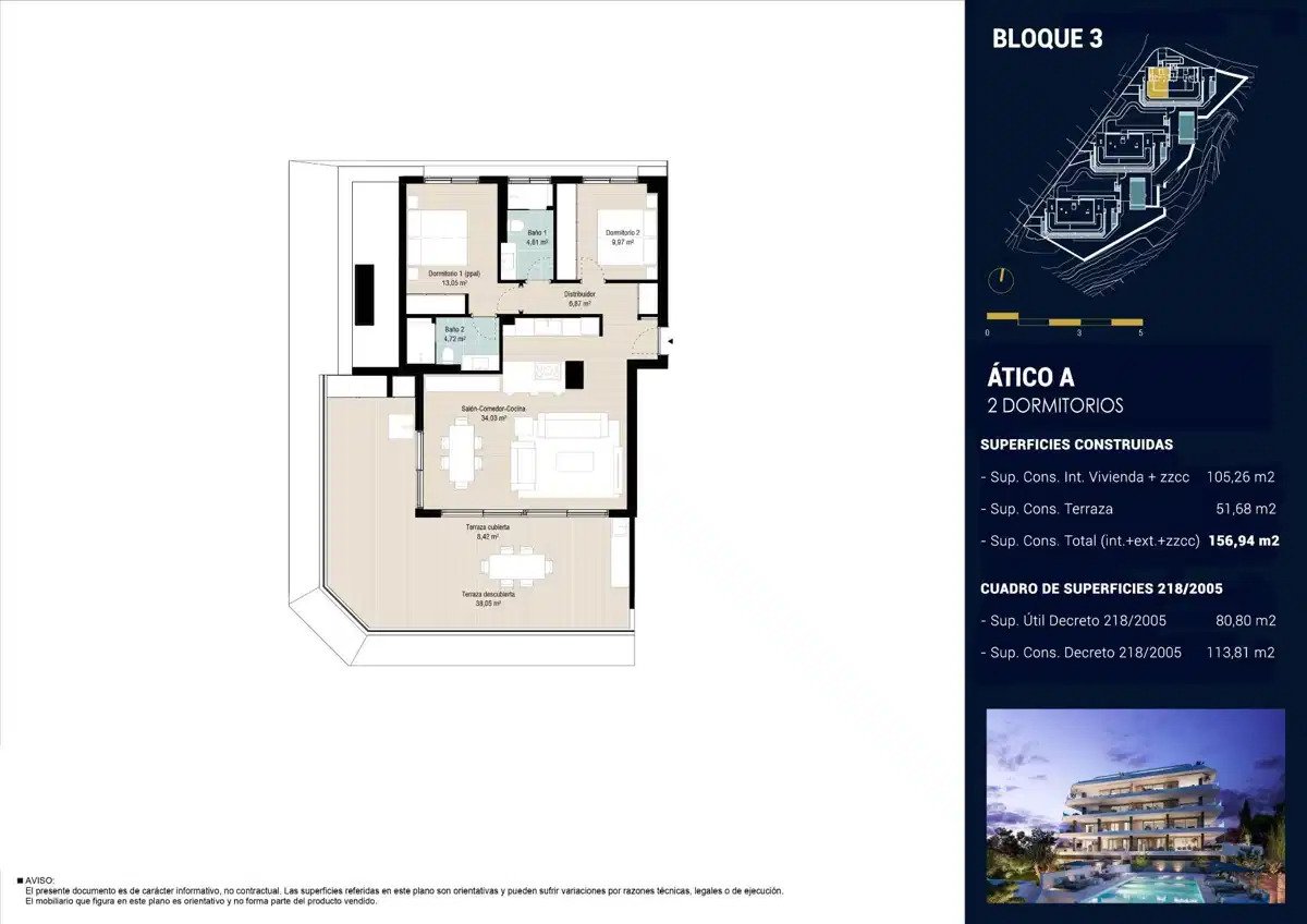 2-Zimmer, 2-Bad-Penthouse mit großzügigen Terrassen und Meerblick in Reserva del Higuerón
