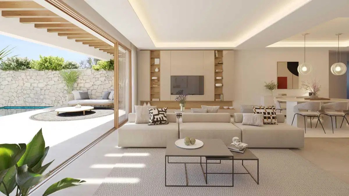 2-Zimmer, 2-Bad Wohnung im Erdgeschoss mit privatem Garten und Pool, Meerblick