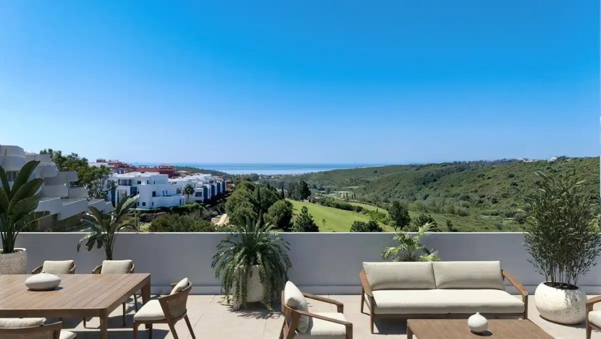 3-Zimmer, 2-Bad-Wohnung mit Panoramablick auf das Meer und den Golf im Casares Golf Resort