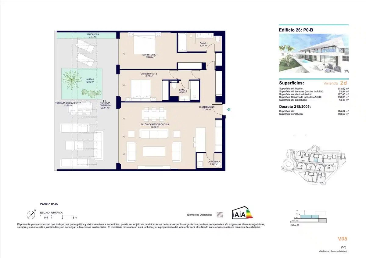 2-Zimmer, 2-Bad Erdgeschoss-Bungalow mit Meer- und Golfblick in Marbella Ost