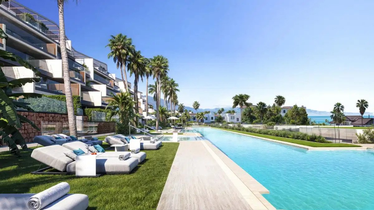 3-Zimmer, 2-Bad Wohnung am Strand mit Panoramablick auf das Meer in Manilva