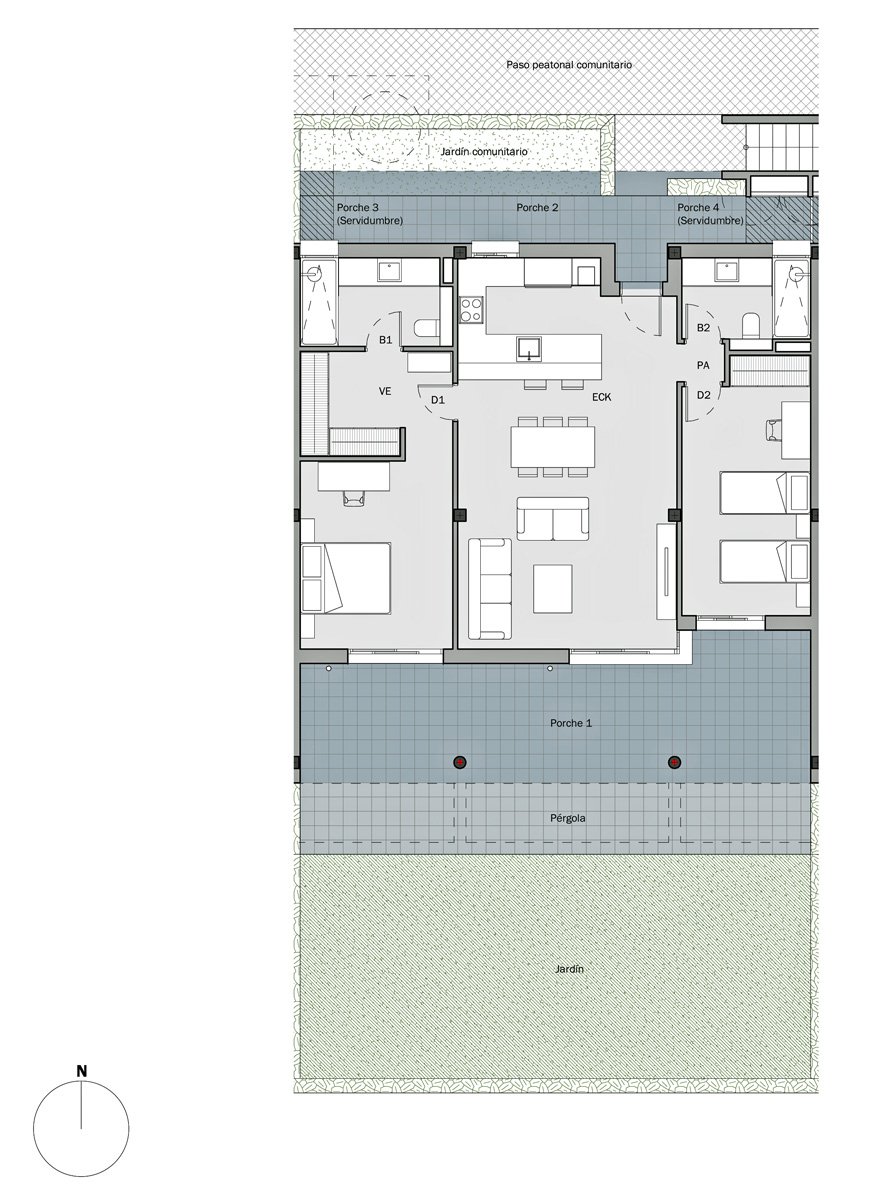 Bsp. Grundriss Gartenapartment 2 Schlafzimmer