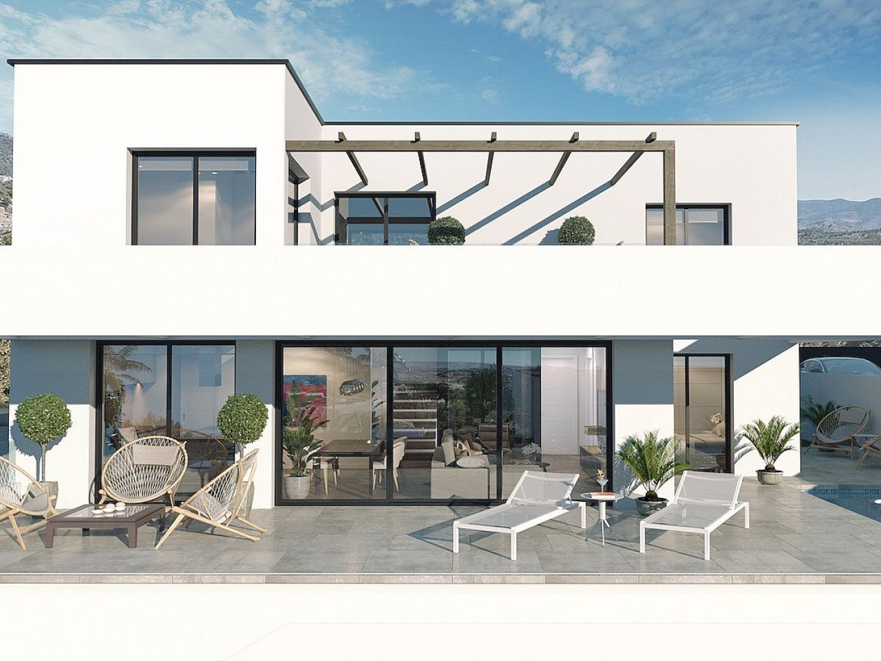 New Build project of 10 modern design villas, in a natural setting with views of the sea and the mountains, near the Puig Campana golf course, and ...