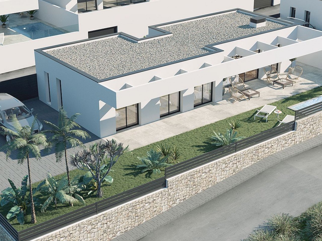 New Build project of 10 modern design villas, in a natural setting with views of the sea and the mountains, near the Puig Campana golf course, and ...