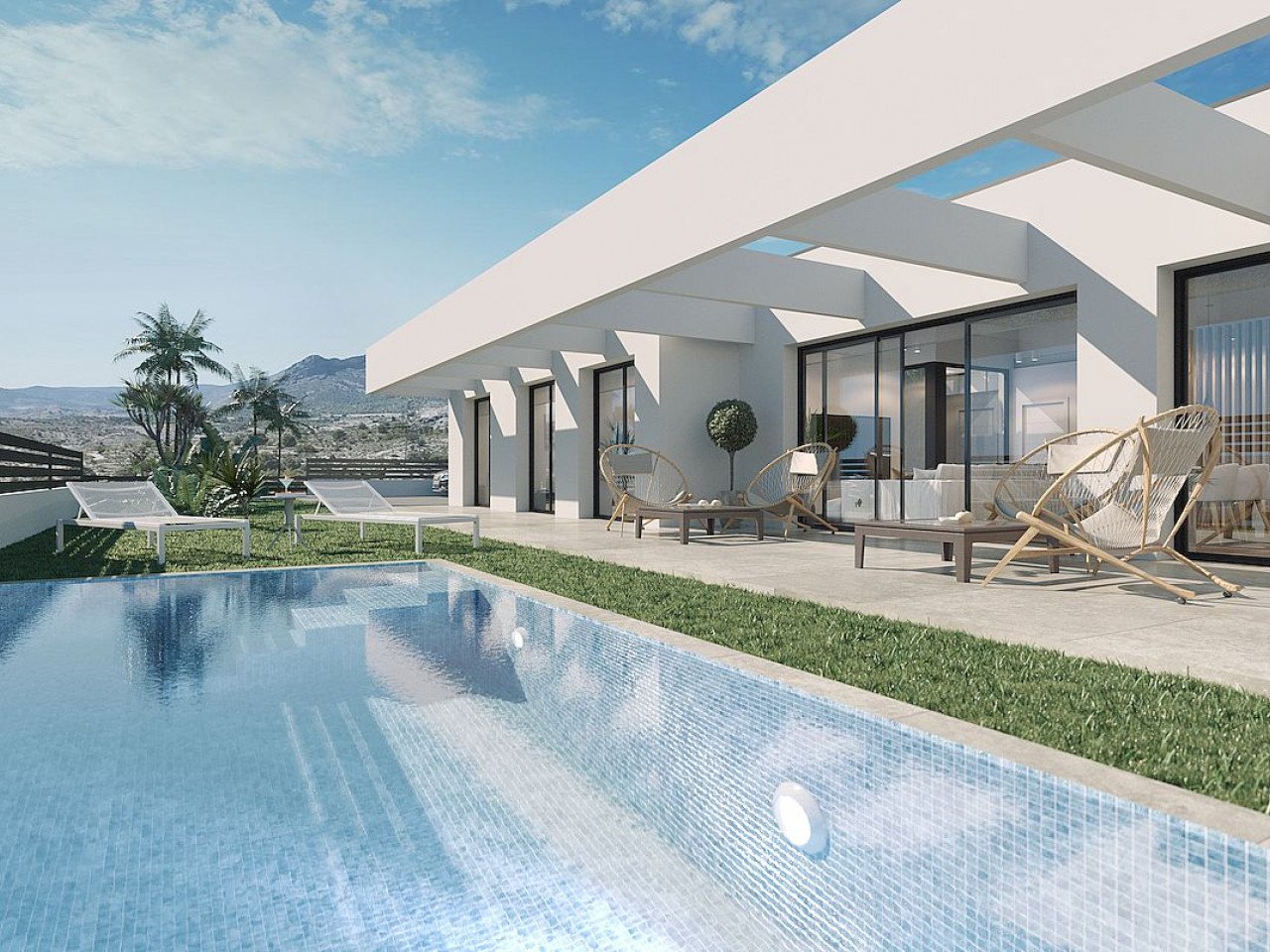 New Build project of 10 modern design villas, in a natural setting with views of the sea and the mountains, near the Puig Campana golf course, and ...
