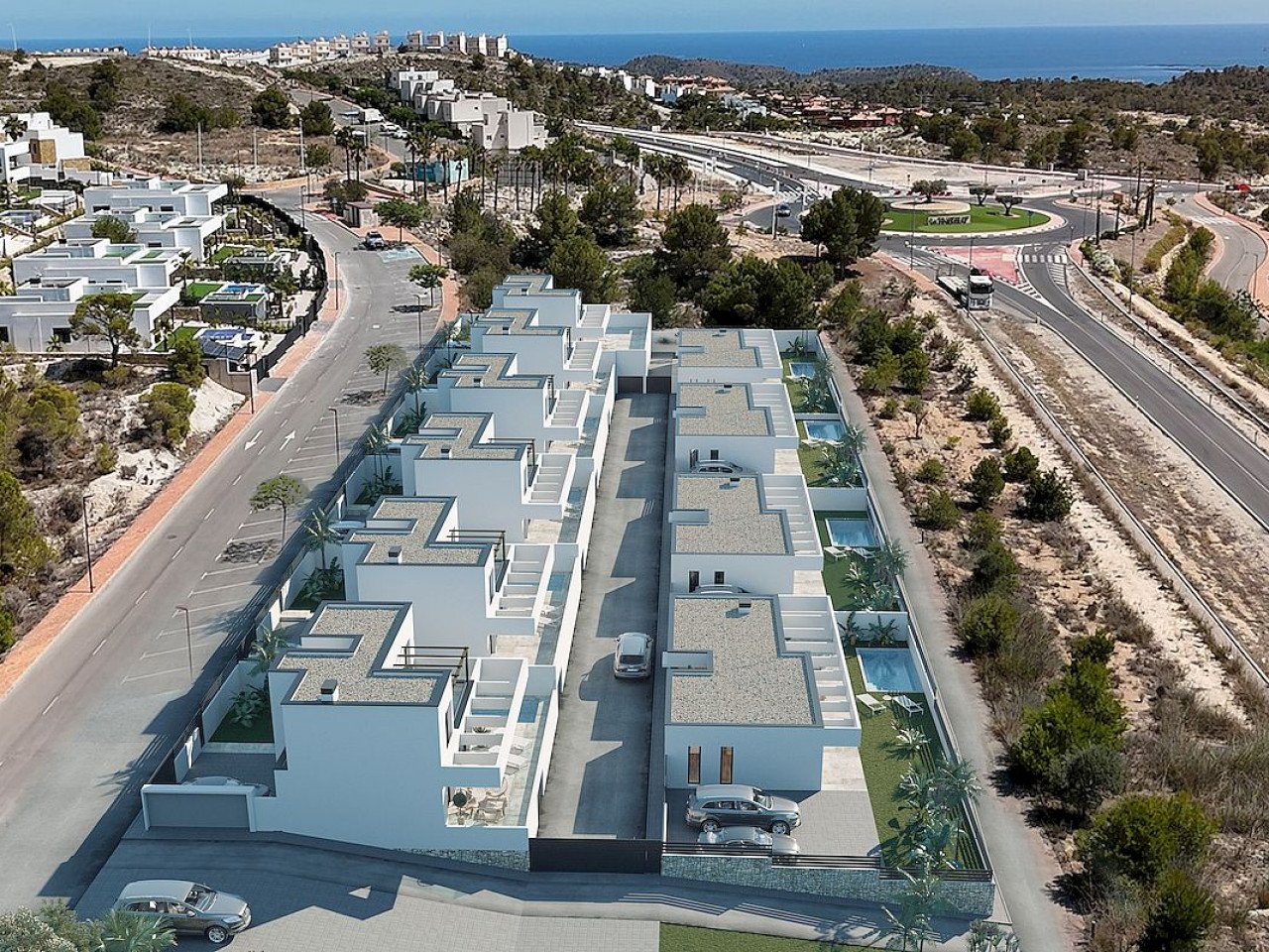 New Build project of 10 modern design villas, in a natural setting with views of the sea and the mountains, near the Puig Campana golf course, and ...