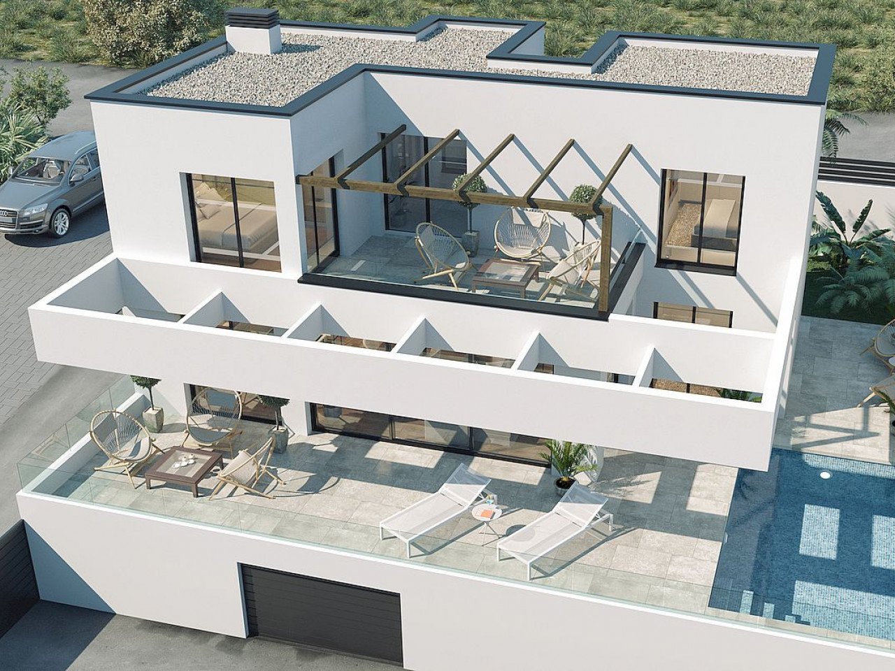 New Build project of 10 modern design villas, in a natural setting with views of the sea and the mountains, near the Puig Campana golf course, and ...