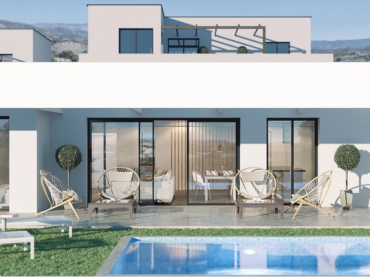 New Build project of 10 modern design villas, in a natural setting with views of the sea and the mountains, near the Puig Campana golf course, and ...