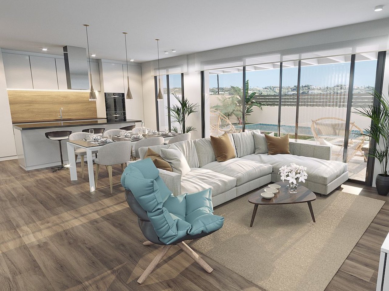 New Build project of 10 modern design villas, in a natural setting with views of the sea and the mountains, near the Puig Campana golf course, and ...