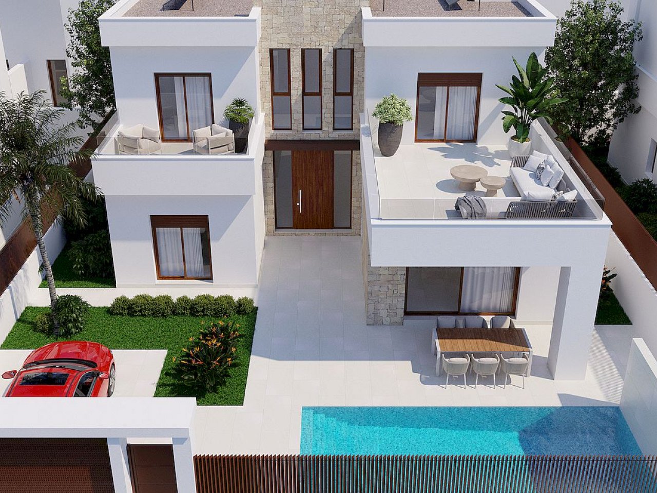 Moderne Neubau-Häuser mit Dachterrasse am Sport- & Golf-Resort