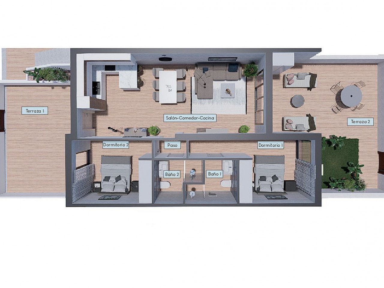 Neubau-Penthouse mit Riesen-Dachterrasse - Blick auf Lagune und Meer