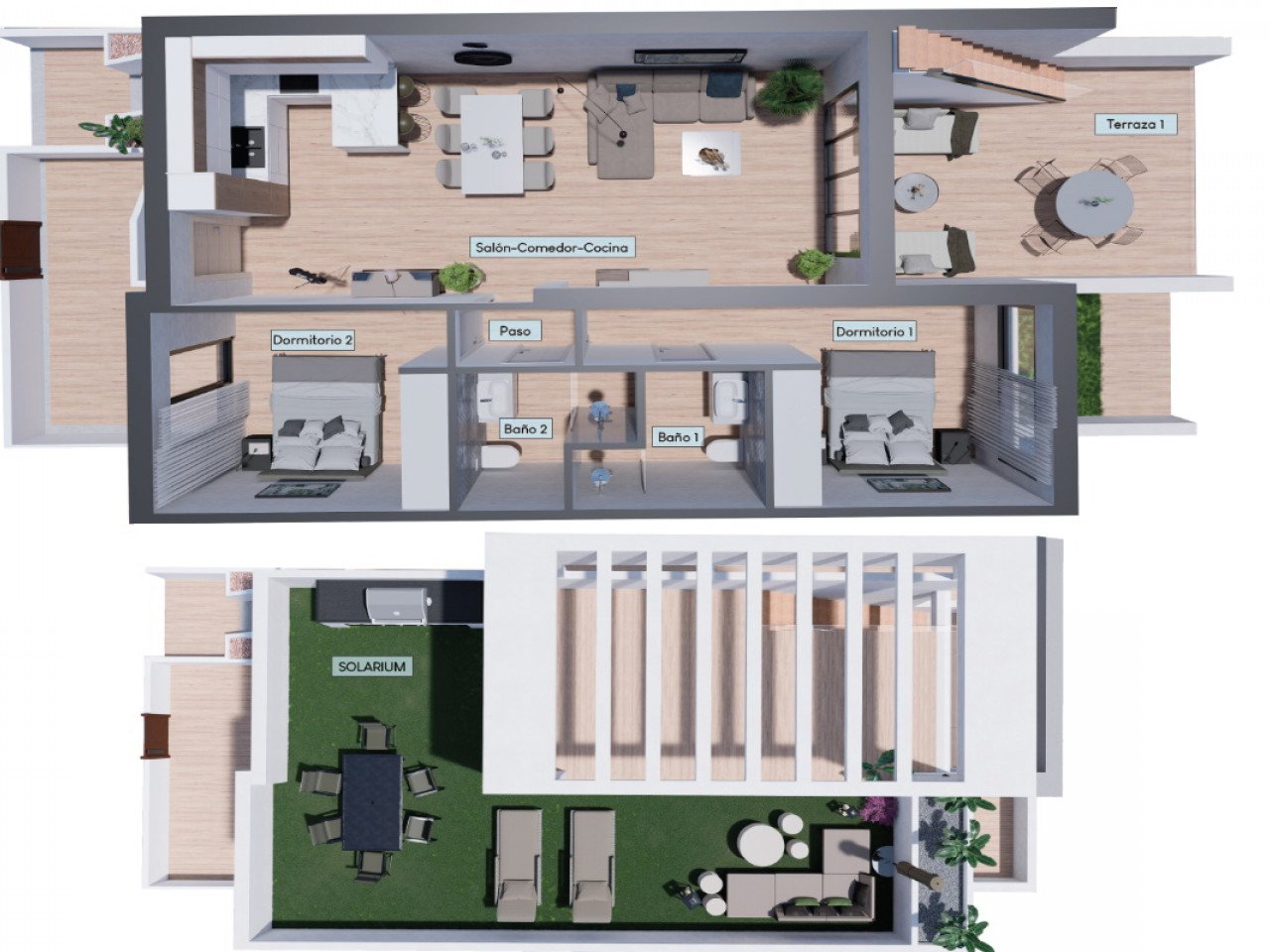 Neubau-Penthouse mit Riesen-Dachterrasse - Blick auf Lagune und Meer