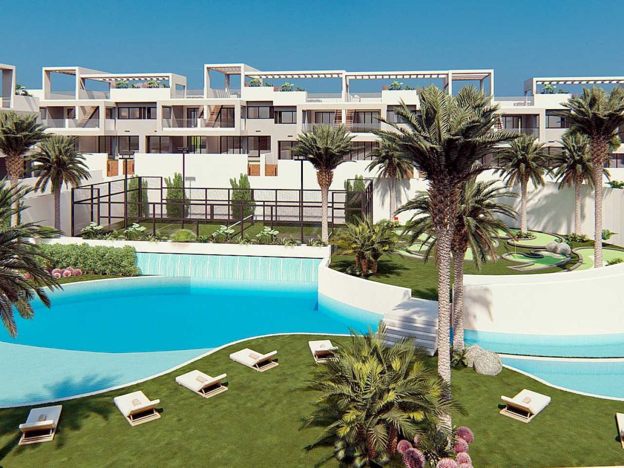 Neubau-Penthouse mit Riesen-Dachterrasse - Blick auf Lagune und Meer