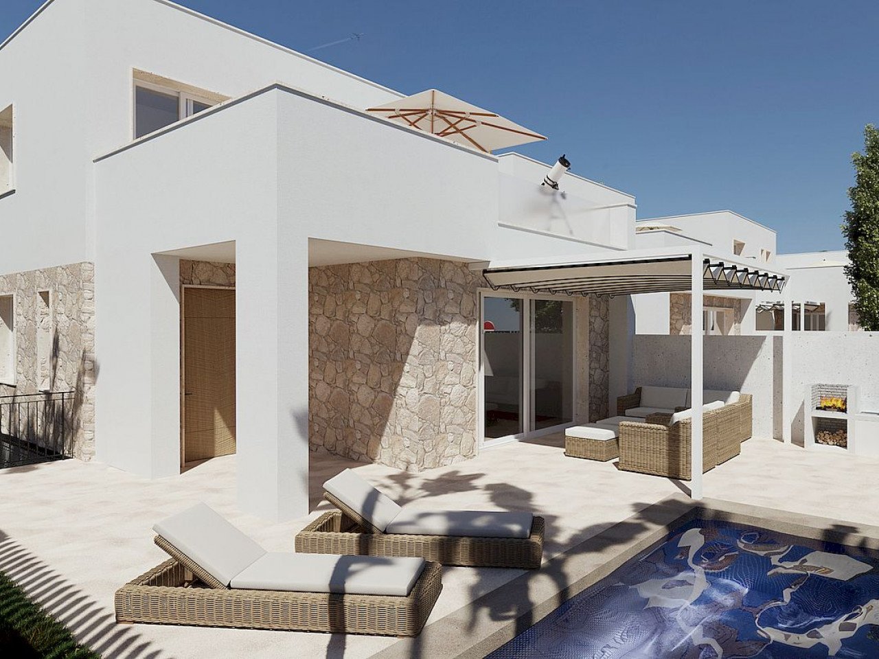 Hondon de las Nieves: Moderne Neubau-Villa auf 2 Ebenen in ruhiger Gegend 