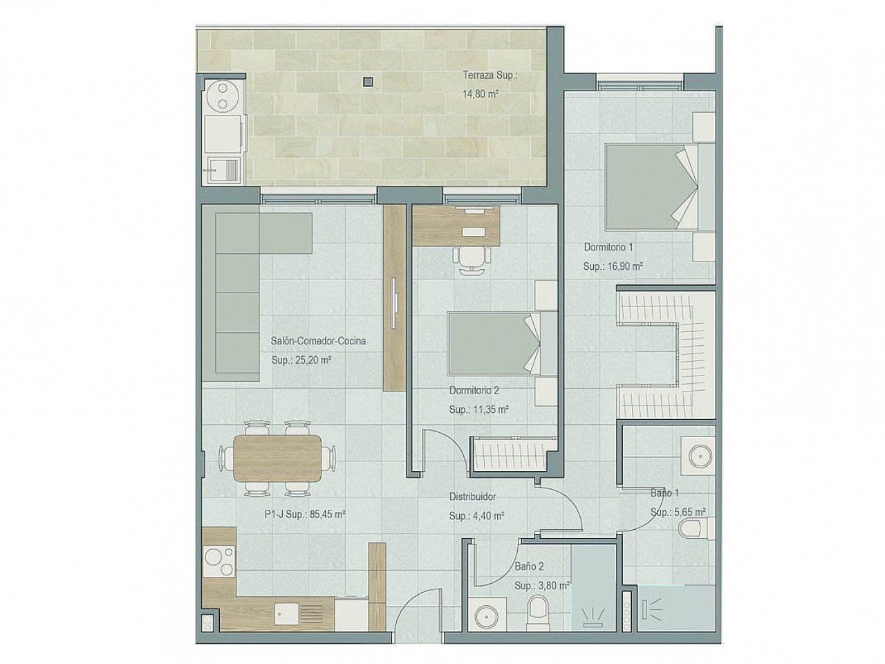 These new build modern apartments are located next to the golf courses in Torre Pacheco, in the heart of the Costa Cálida.

You have a choice of tw...