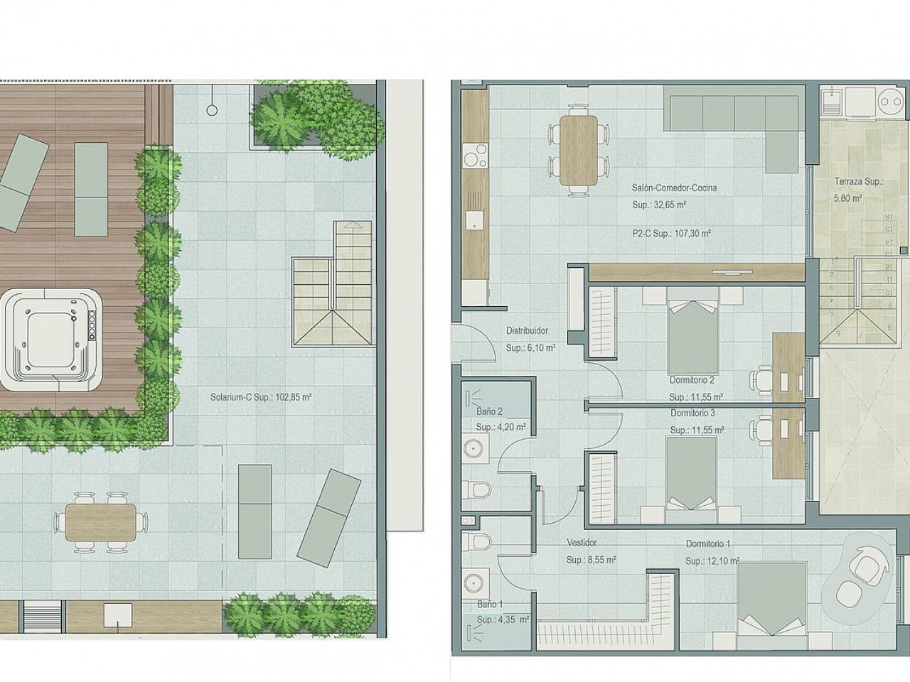 These new build modern apartments are located next to the golf courses in Torre Pacheco, in the heart of the Costa Cálida.

You have a choice of tw...