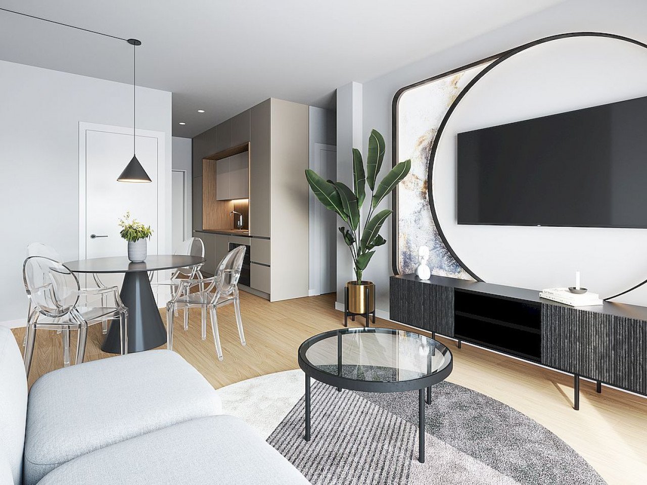 Neubau-Anlage mit modernen Apartments, nur 600 Meter vom Stadtzentrum.