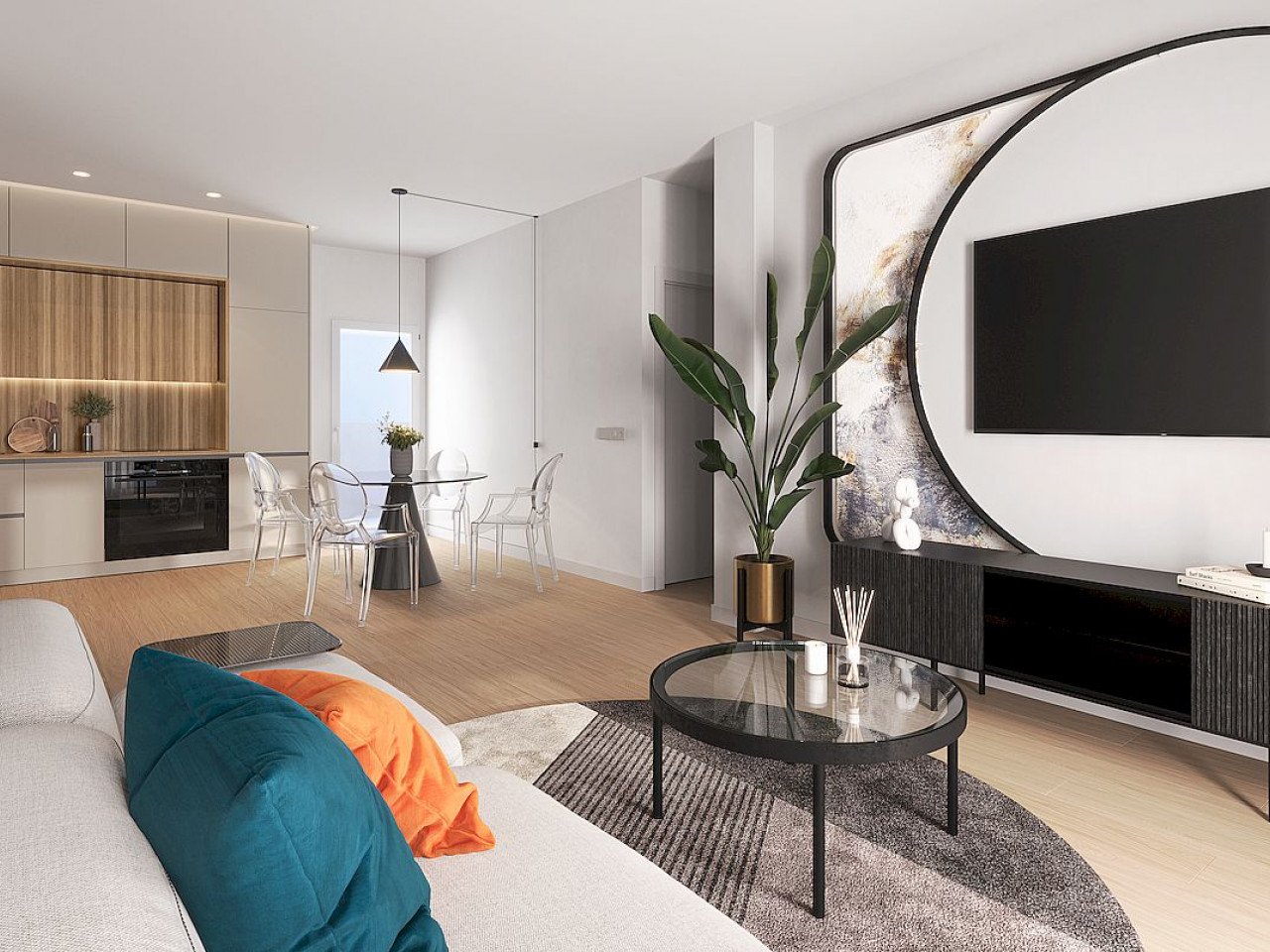 Neubau-Anlage mit modernen Apartments, nur 600 Meter vom Stadtzentrum.