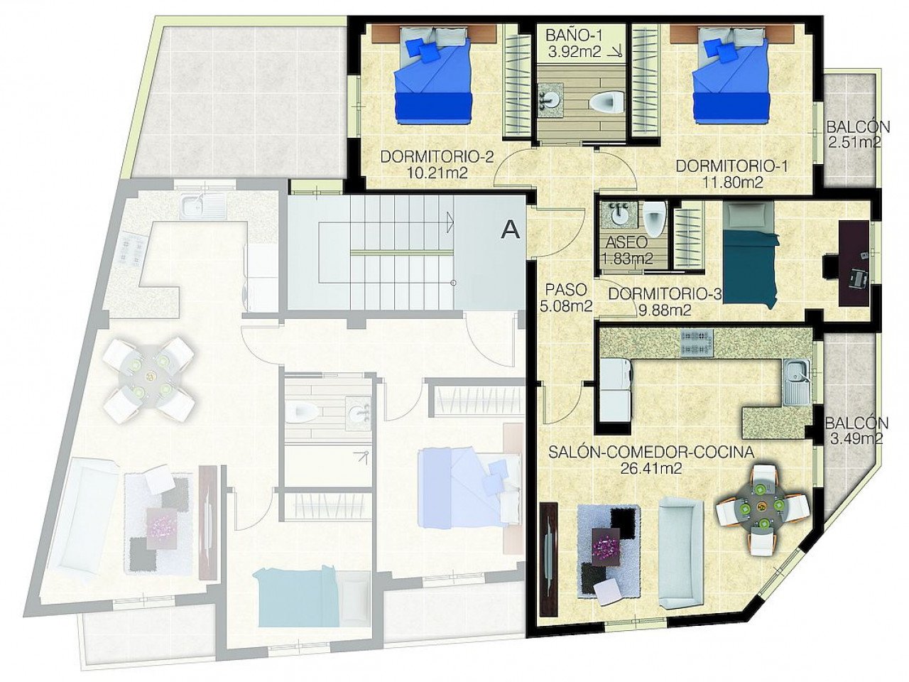 These brand new two and three bedroom apartments are located in the in the charming village of Jacarilla, close to all services and next to the Riv...