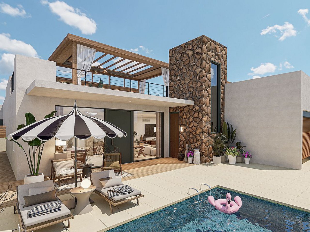 New build residential of maisonettes, chalets and villas located in Fuente Álamo, Murcia, a community designed to give you everything you need to l...