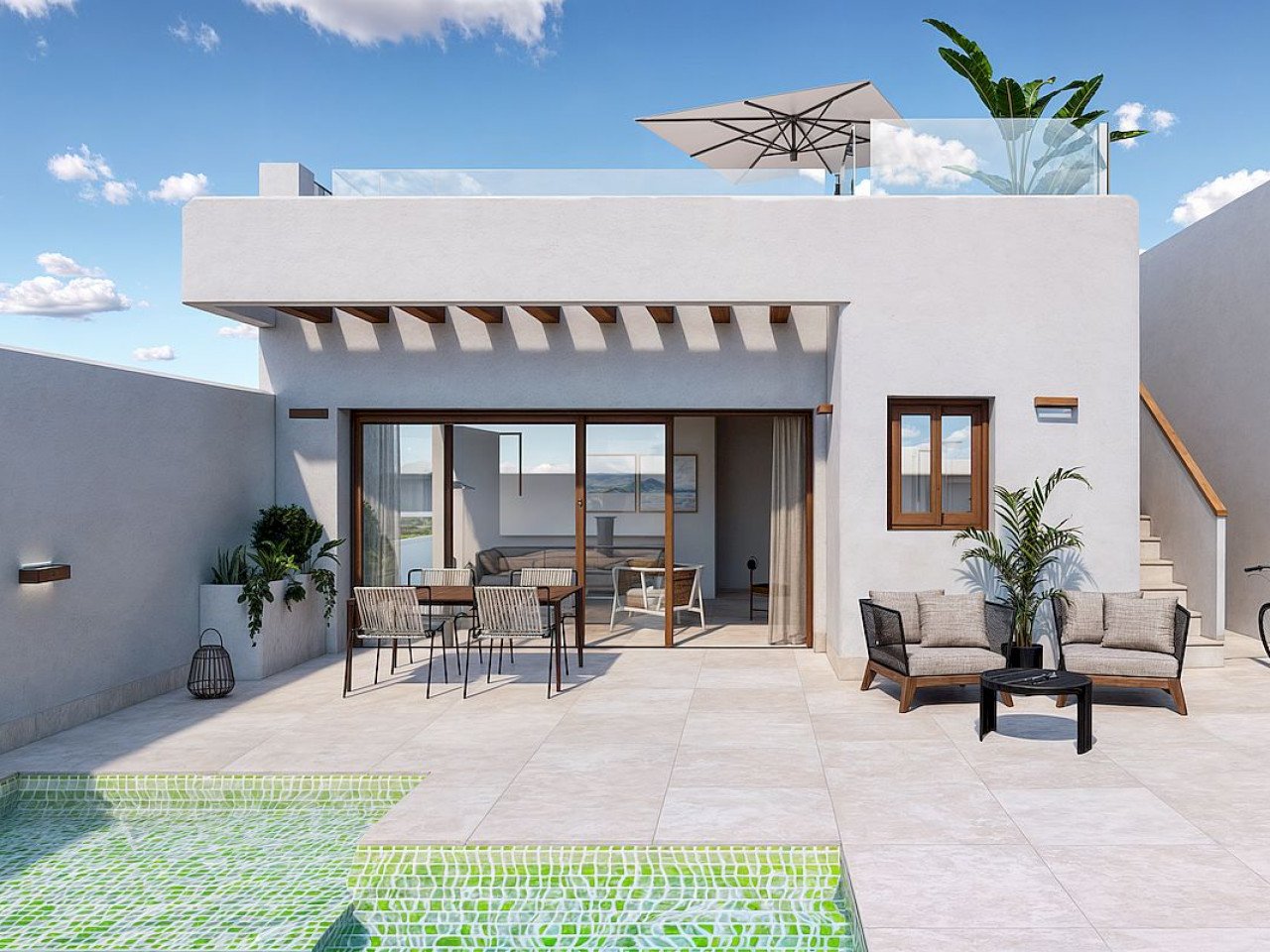 El Pasico is an exclusive complex of modern detached villas, each with a private pool, open spaces, and a solarium located in Torre-Pacheco, Murcia...