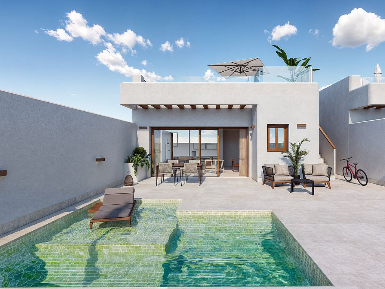 El Pasico is an exclusive complex of modern detached villas, each with a private pool, open spaces, and a solarium located in Torre-Pacheco, Murcia...