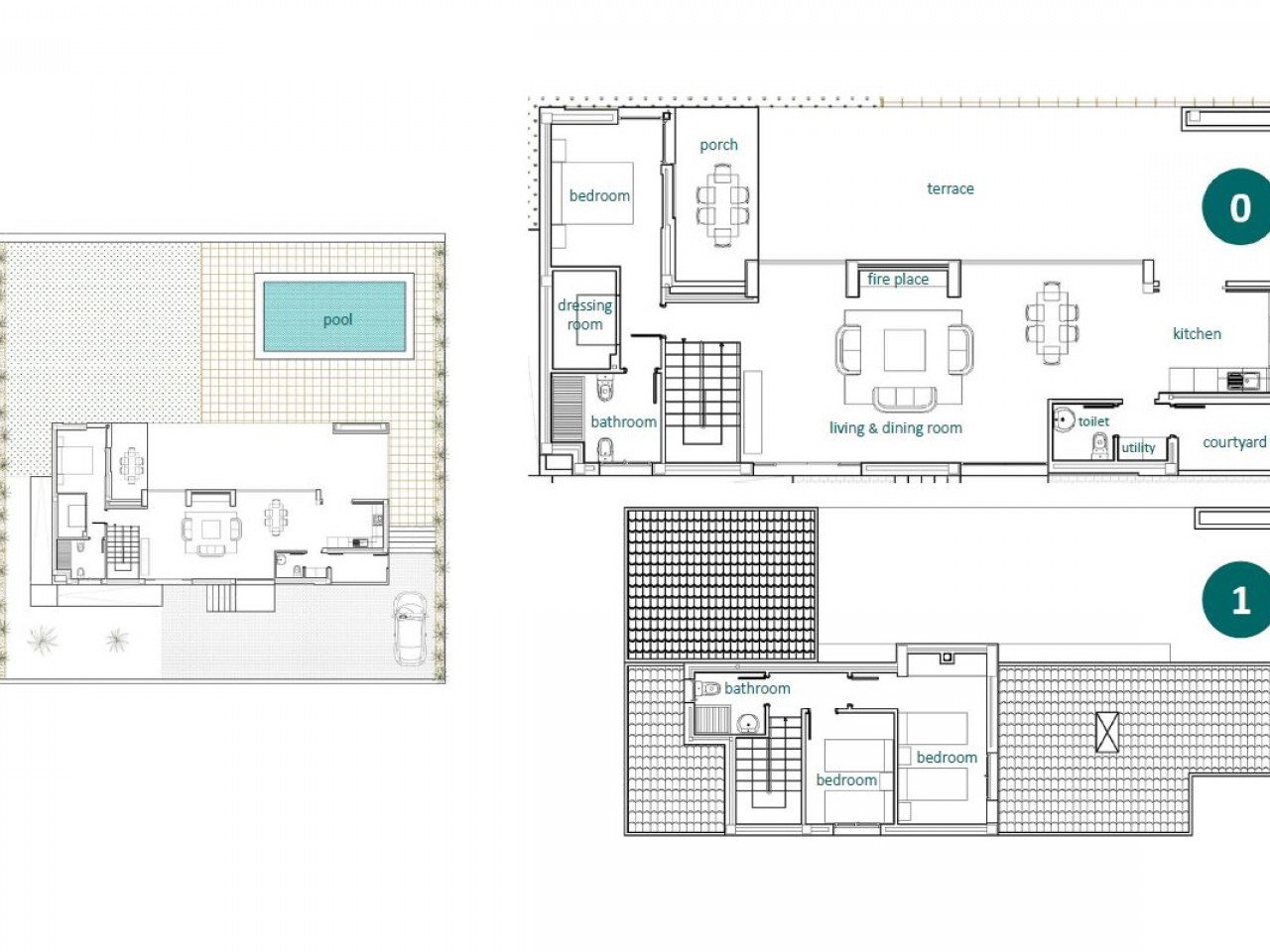 Mediterranean-style detached houses with private pool with 6 models to choose from in a gated golf community at Peraleja Golf Resort in Costa Cálid...