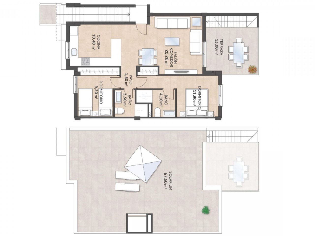Moderne Neubau-Maisonette - riesige Dachterrasse - Meerblick