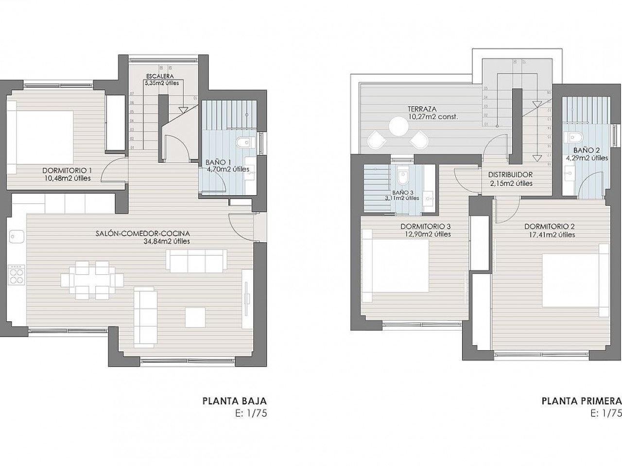 Beautiful luxury villas with phenomenal open sea views with 3 bedrooms and 3 bathrooms on a mountain hill at 5 km from El Campello beach. 

They ha...