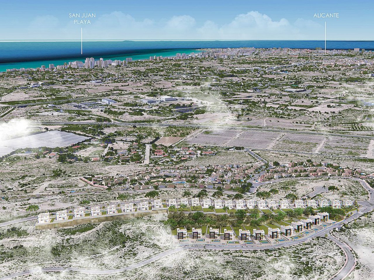 Beautiful luxury villas with phenomenal open sea views with 3 bedrooms and 3 bathrooms on a mountain hill at 5 km from El Campello beach. 

They ha...