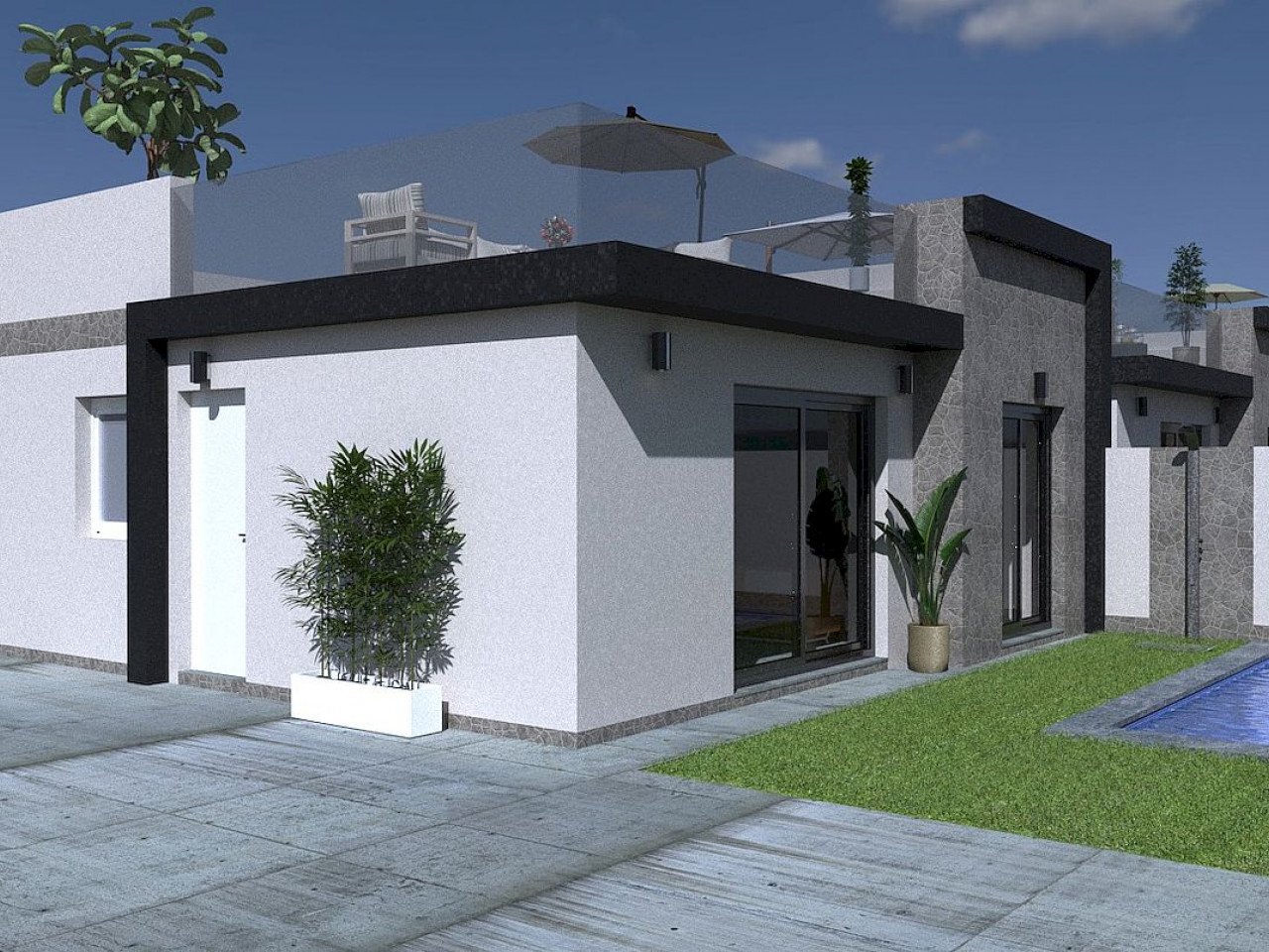 Balsicas: New exclusive complex of 5 detached villas with private pool in Balsicas, Murcia.These contemporary homes offer 3 bedrooms and 2 bathrooms, combi... 