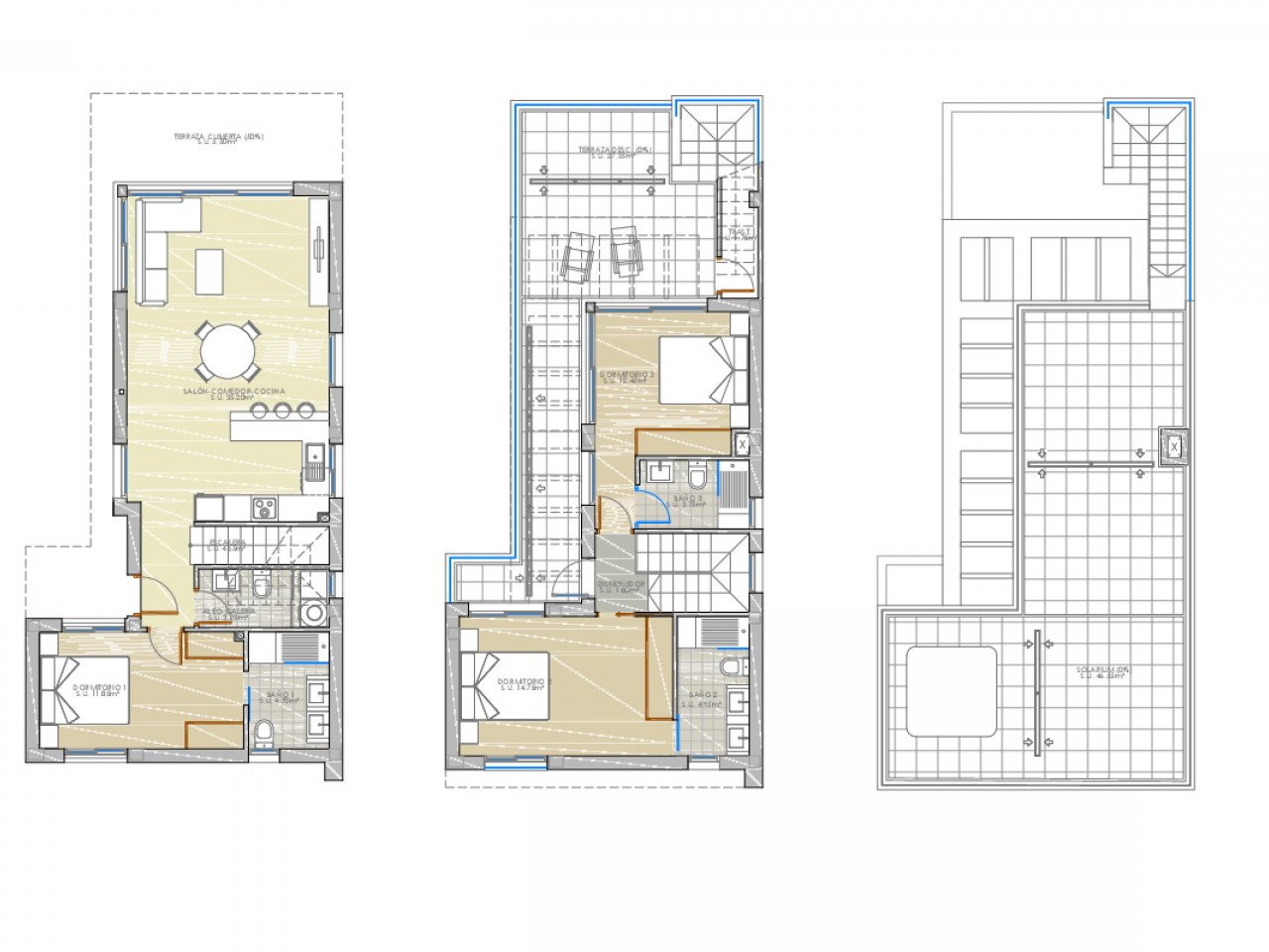 New modern designed villas 100m from the golf course located in a sunny south east position with open fields, golf and sea views. 

Community model...