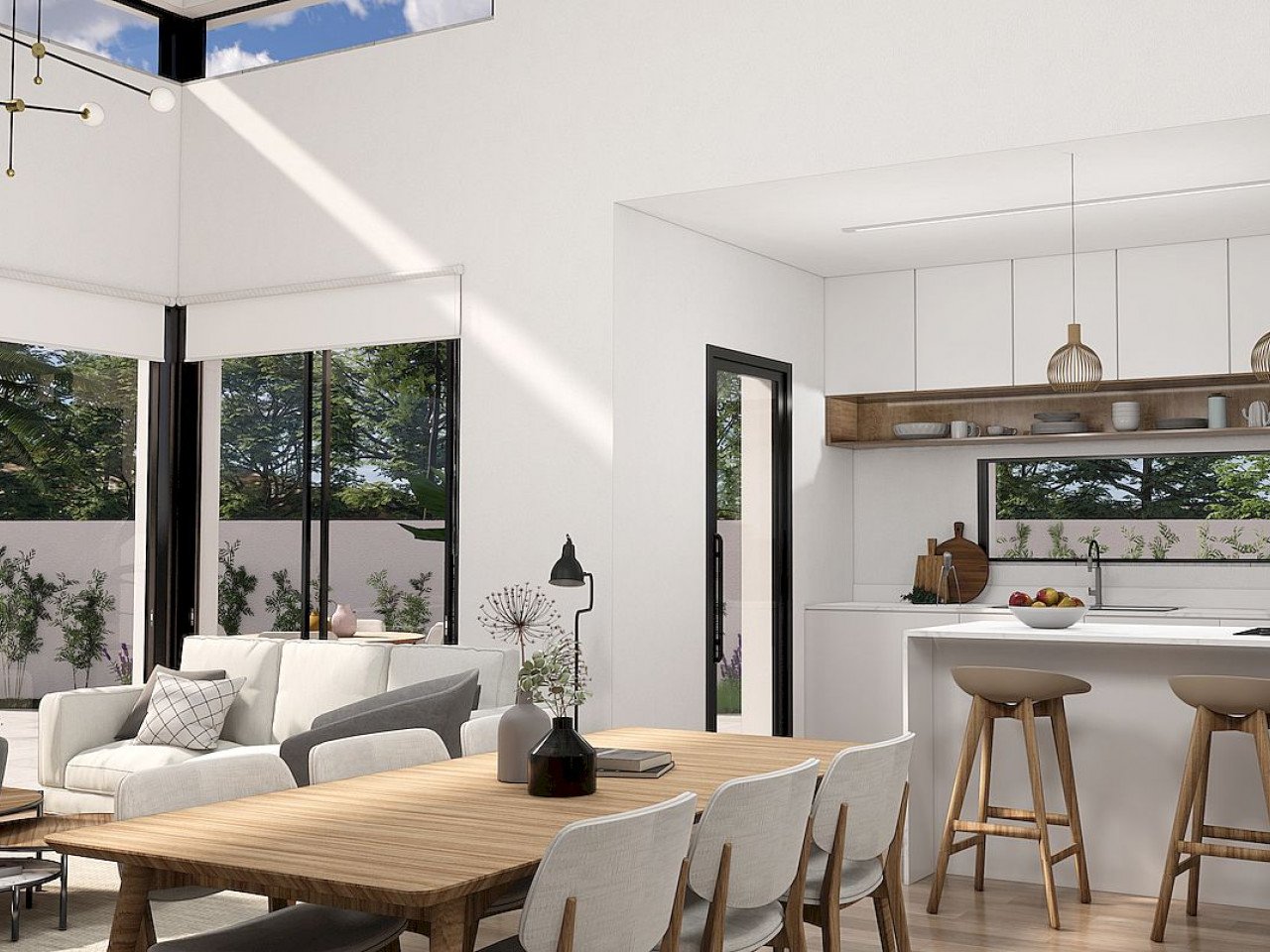 New modern designed villas 100m from the golf course located in a sunny south east position with open fields, golf and sea views. 

Community model...