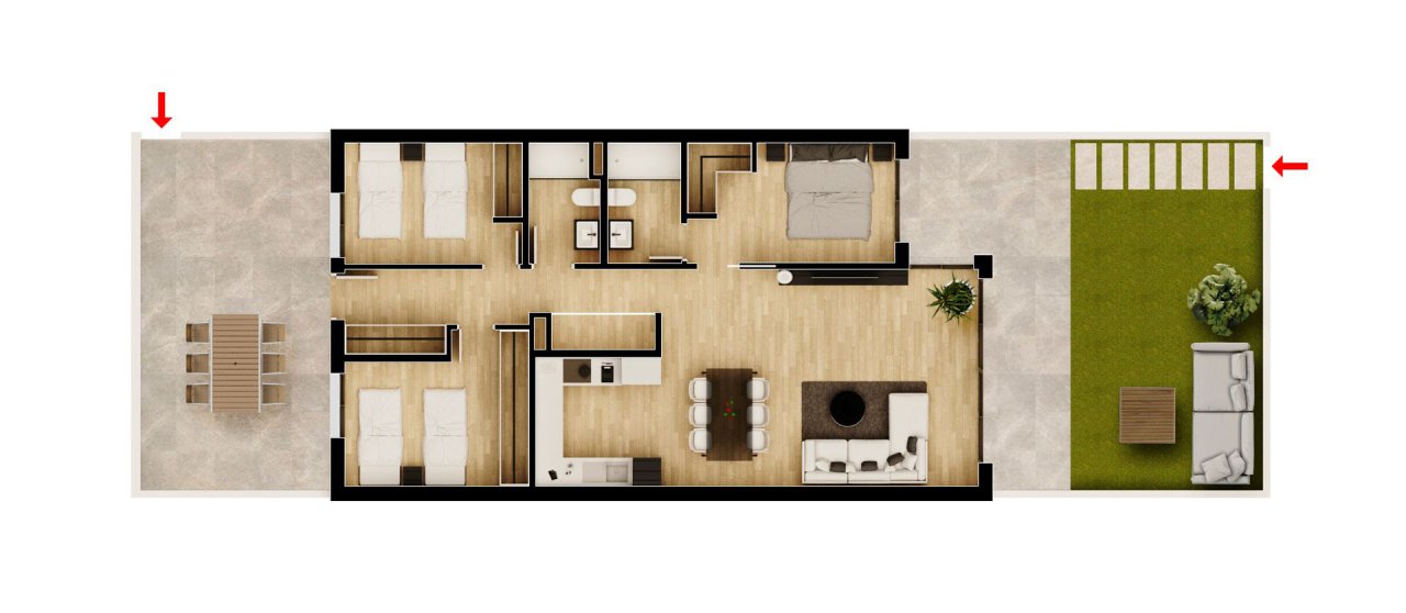 Bsp. Grundriss 3 Schlafzimmer EG