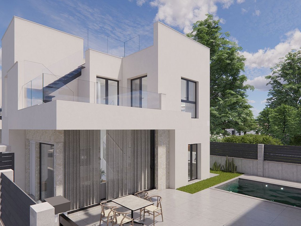 New build detached villas with private pool in a peaceful environment in La Herrada, Los Montesinos This exclusive development of 16 modern villa...
