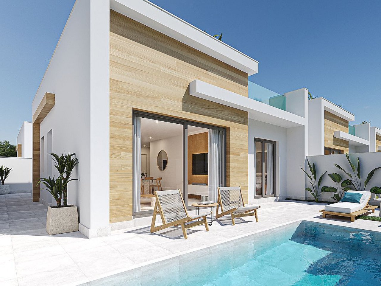 Murcia: New exclusive development of six one level independent villas designed to offer maximum privacy, comfort and outdoor living located in El Jimenado,... 