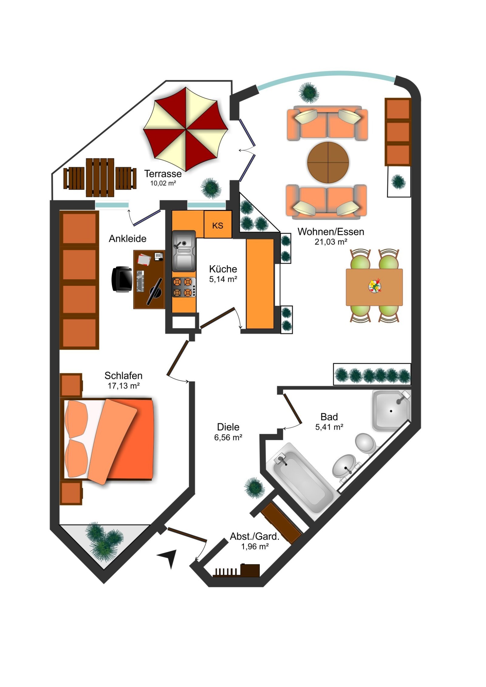 SOFORT: Moderne, helle 2-Zimmer-Wohnung mit kompletter Einbau-Küche