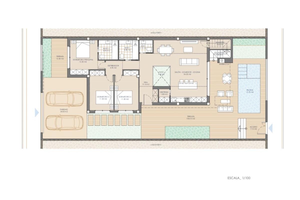 New build, 3 bedroom, 2 bathroom villa in San Juan de los Terreros