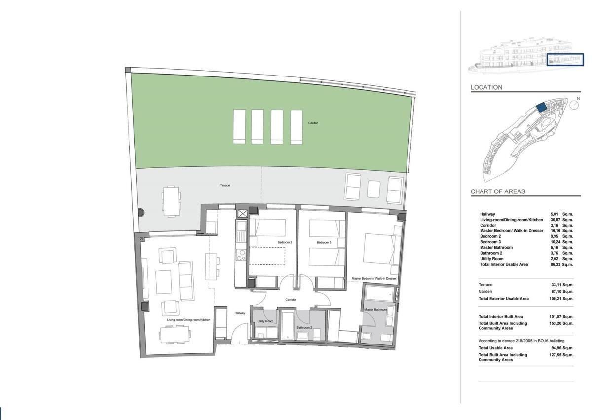 New build, 3 bedroom, 2 bathroom ground floor apartment in Estepona