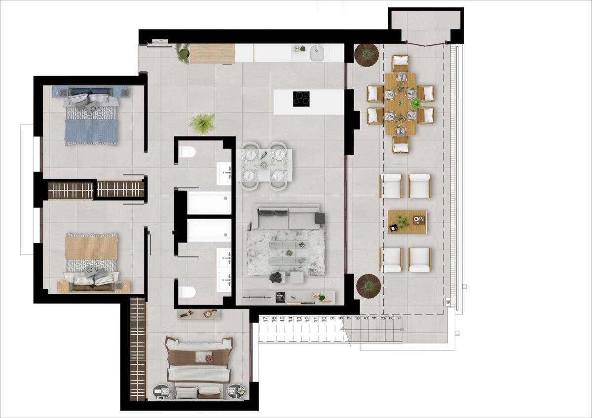 3-Bedroom Penthouses with Sea View in Istán