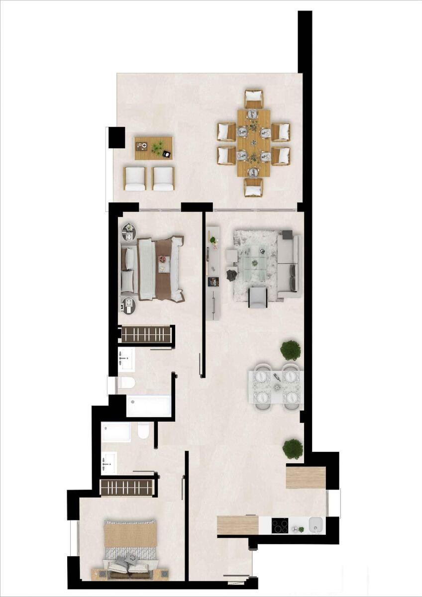 New build, 2 bedroom, 2 bathroom apartment in Estepona