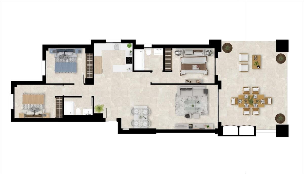 New build, 3 bedroom, 2 bathroom apartment in Casares