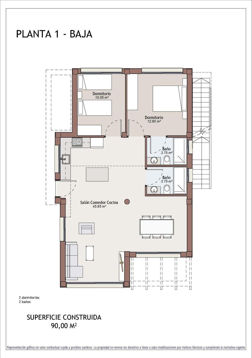 New build, 2 bedroom, 2 bathroom villa in Vera