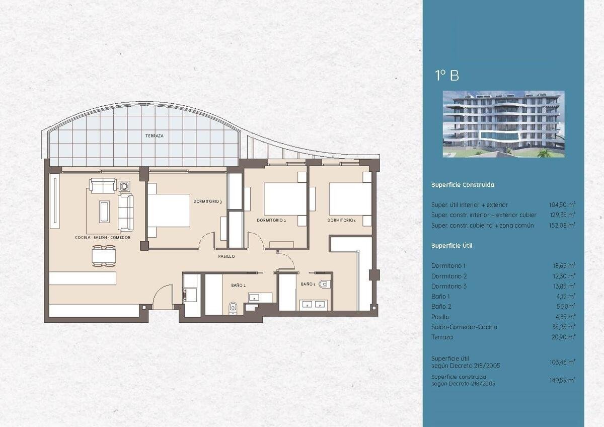 New build, 3 bedroom, 2 bathroom apartment in Benalmádena