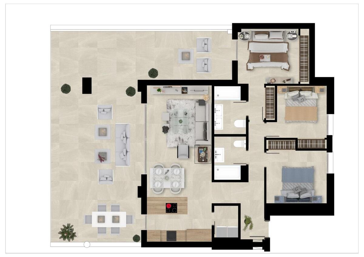 New build, 3 bedroom, 2 bathroom apartment in Mijas